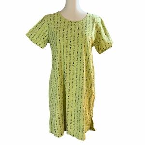 Vintage 90s Lime Green David Dart Dress! Size S Illustrated - Mystery Pocket!